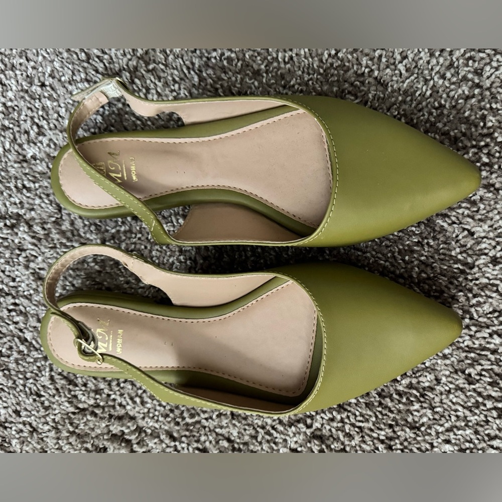 Olive Green Women's Slingback Shoes